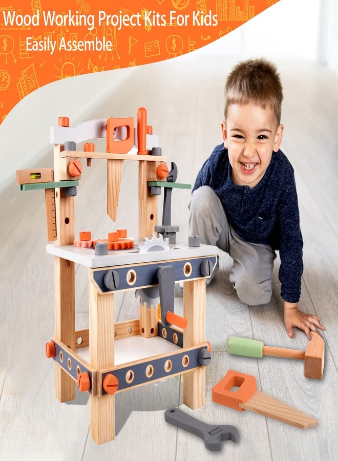 varbertos Wooden Tool Bench for Kids Toddlers, Pretend Play Workbench Set Workshop Workbench Construction Toys Gift for 1 2 3 4 5 Years Old Girls & Boys - Image 4